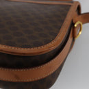 CELINE Macadam Canvas Shoulder Bag PVC Leather Brown Gold Auth bs34376-16