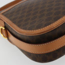 CELINE Macadam Canvas Shoulder Bag PVC Leather Brown Gold Auth bs34376-17