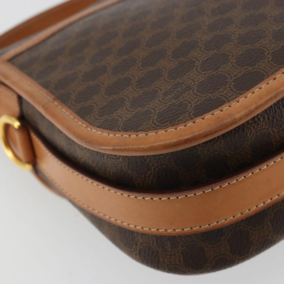 CELINE Macadam Canvas Shoulder Bag PVC Leather Brown Gold Auth bs34376