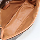 CELINE Macadam Canvas Shoulder Bag PVC Leather Brown Gold Auth bs34376-10