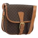 CELINE Macadam Canvas Shoulder Bag PVC Leather Brown Gold Auth bs34376-1