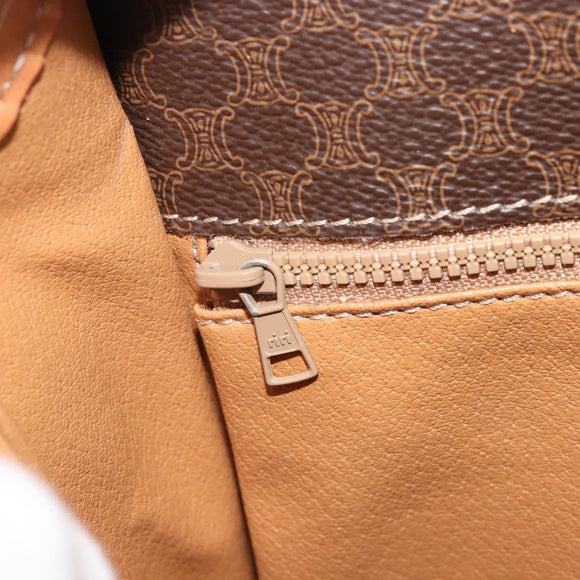 CELINE Macadam Canvas Shoulder Bag PVC Leather Brown Gold Auth bs34376