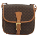 CELINE Macadam Canvas Shoulder Bag PVC Leather Brown Gold Auth bs34376-13
