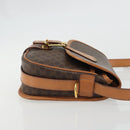 CELINE Macadam Canvas Shoulder Bag PVC Leather Brown Gold Auth bs34376-3