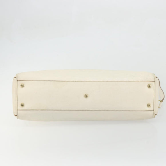 CARTIER Hand Bag Leather 2way Ivory Gold Auth bs34377