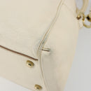 CARTIER Hand Bag Leather 2way Ivory Gold Auth bs34377-10
