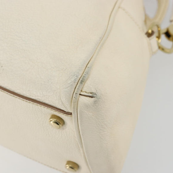 CARTIER Hand Bag Leather 2way Ivory Gold Auth bs34377