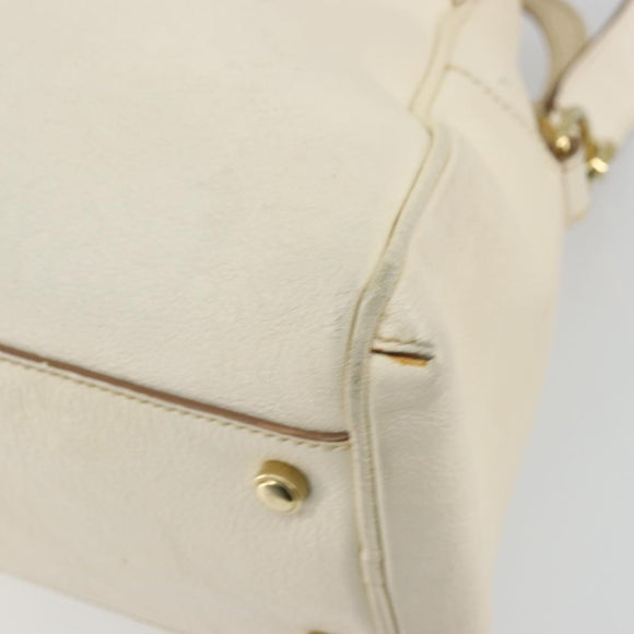 CARTIER Hand Bag Leather 2way Ivory Gold Auth bs34377