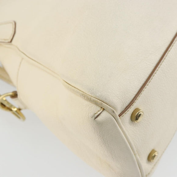 CARTIER Hand Bag Leather 2way Ivory Gold Auth bs34377