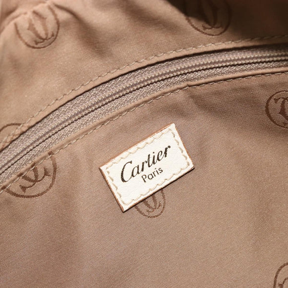 CARTIER Hand Bag Leather 2way Ivory Gold Auth bs34377