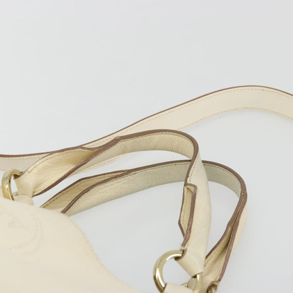 CARTIER Hand Bag Leather 2way Ivory Gold Auth bs34377