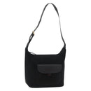 Burberrys Shoulder Bag Suede Leather Black Gold Auth bs34378-1