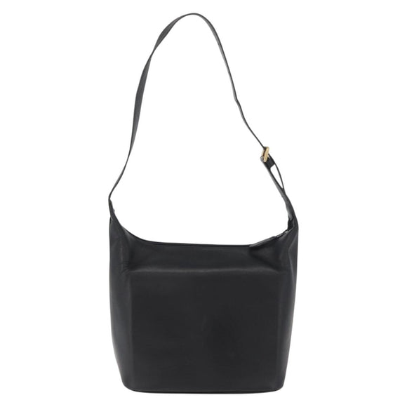 Burberrys Shoulder Bag Suede Leather Black Gold Auth bs34378