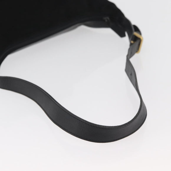 Burberrys Shoulder Bag Suede Leather Black Gold Auth bs34378