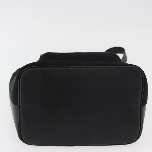 Burberrys Shoulder Bag Suede Leather Black Gold Auth bs34378