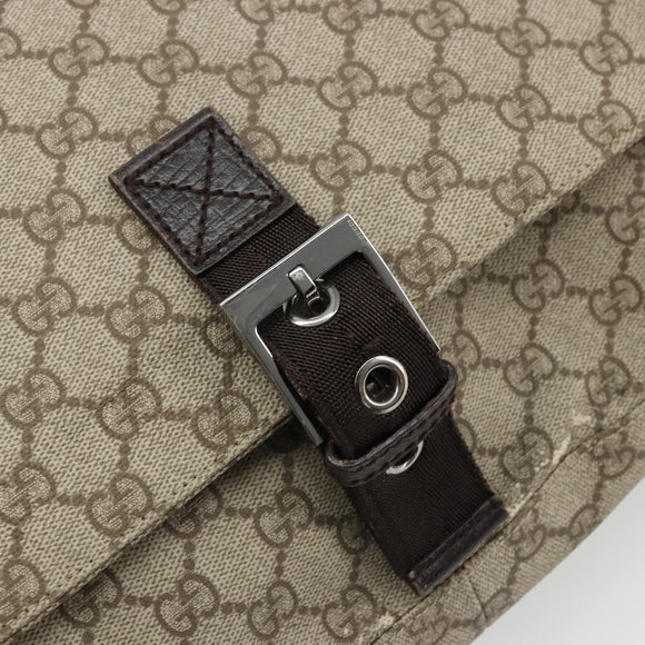 GUCCI GG Supreme Shoulder Bag PVC Beige Silver 141194 Auth bs34393