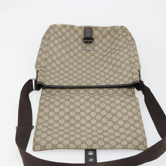 GUCCI GG Supreme Shoulder Bag PVC Beige Silver 141194 Auth bs34393