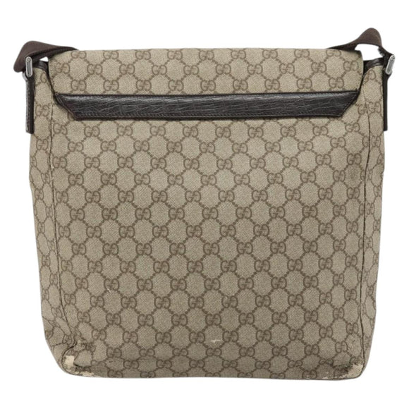 GUCCI GG Supreme Shoulder Bag PVC Beige Silver 141194 Auth bs34393