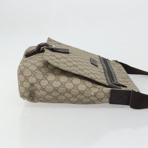 GUCCI GG Supreme Shoulder Bag PVC Beige Silver 141194 Auth bs34393