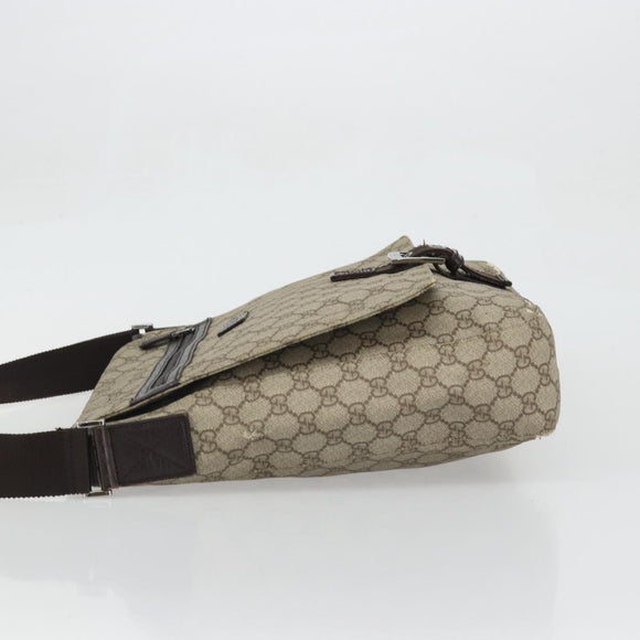 GUCCI GG Supreme Shoulder Bag PVC Beige Silver 141194 Auth bs34393