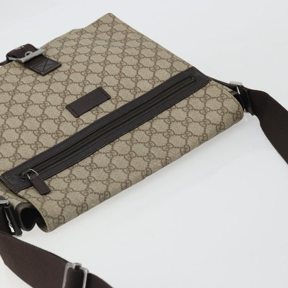 GUCCI GG Supreme Shoulder Bag PVC Beige Silver 141194 Auth bs34393