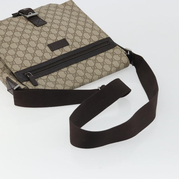 GUCCI GG Supreme Shoulder Bag PVC Beige Silver 141194 Auth bs34393