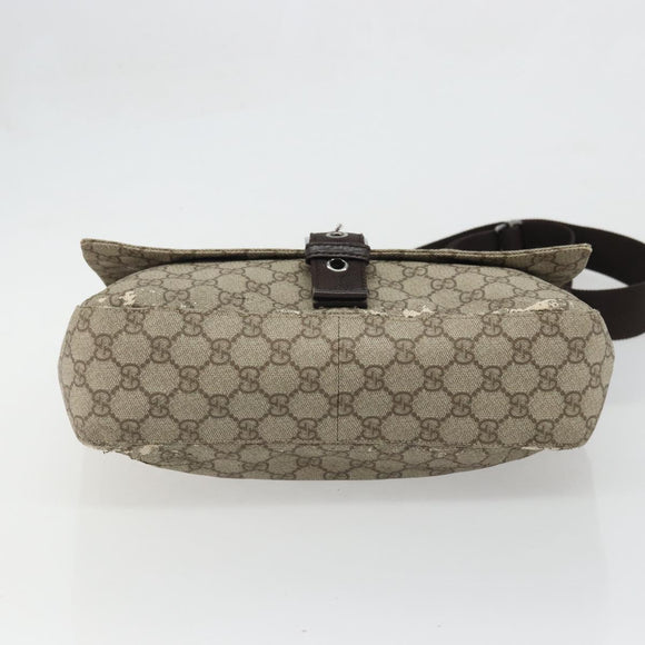 GUCCI GG Supreme Shoulder Bag PVC Beige Silver 141194 Auth bs34393