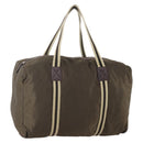 GUCCI Boston Bag Nylon Khaki Silver 012 8657 3754 Auth bs34394-1