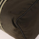 GUCCI Boston Bag Nylon Khaki Silver 012 8657 3754 Auth bs34394-13