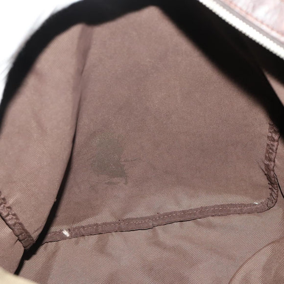 GUCCI Boston Bag Nylon Khaki Silver 012 8657 3754 Auth bs34394