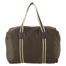 GUCCI Boston Bag Nylon Khaki Silver 012 8657 3754 Auth bs34394-2