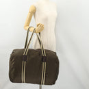 GUCCI Boston Bag Nylon Khaki Silver 012 8657 3754 Auth bs34394-21