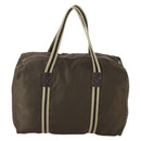 GUCCI Boston Bag Nylon Khaki Silver 012 8657 3754 Auth bs34394-3