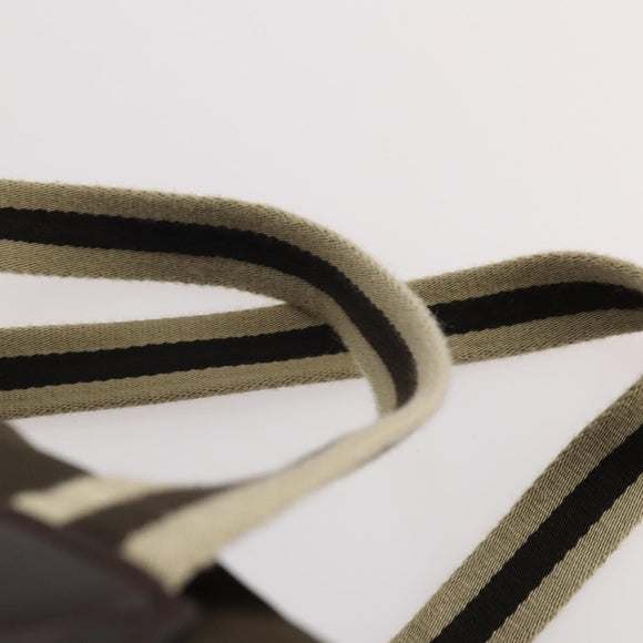 GUCCI Boston Bag Nylon Khaki Silver 012 8657 3754 Auth bs34394