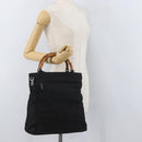 GUCCI Bamboo Hand Bag Nylon Black Silver 002 3754 0506 Auth bs34395-23