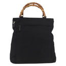 GUCCI Bamboo Hand Bag Nylon Black Silver 002 3754 0506 Auth bs34395-13
