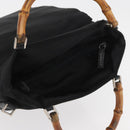 GUCCI Bamboo Hand Bag Nylon Black Silver 002 3754 0506 Auth bs34395-6