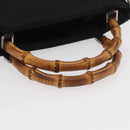GUCCI Bamboo Hand Bag Nylon Black Silver 002 3754 0506 Auth bs34395-8
