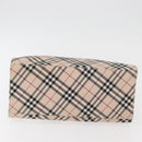 BURBERRY Nova Check Blue Label Hand Bag Nylon Beige Silver Auth bs34396-5