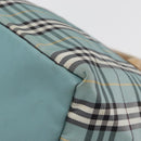 BURBERRY Nova Check Blue Label Hand Bag Nylon Light Blue Silver Auth bs34397-14