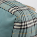 BURBERRY Nova Check Blue Label Hand Bag Nylon Light Blue Silver Auth bs34397-16