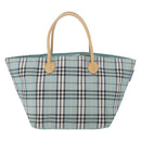BURBERRY Nova Check Blue Label Hand Bag Nylon Light Blue Silver Auth bs34397-2