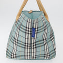 BURBERRY Nova Check Blue Label Hand Bag Nylon Light Blue Silver Auth bs34397-4