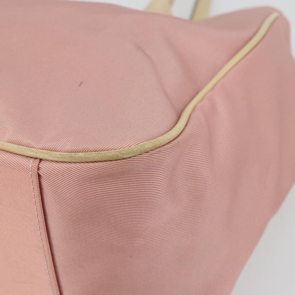 BURBERRY Nova Check Blue Label Hand Bag Nylon Pink Silver Auth bs34398