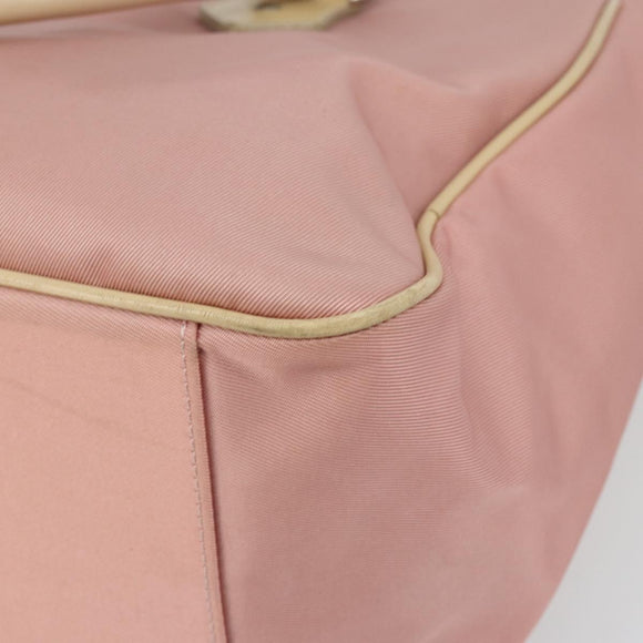 BURBERRY Nova Check Blue Label Hand Bag Nylon Pink Silver Auth bs34398