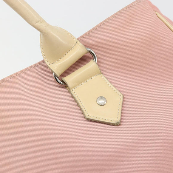 BURBERRY Nova Check Blue Label Hand Bag Nylon Pink Silver Auth bs34398