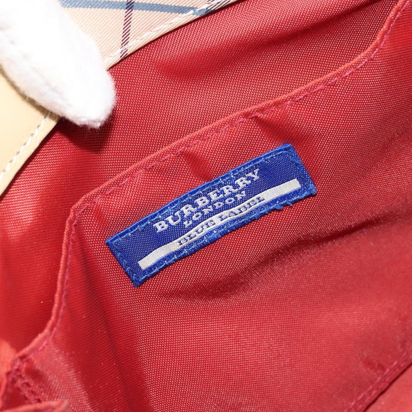 BURBERRY Nova Check Blue Label Hand Bag Nylon Pink Silver Auth bs34398