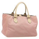 BURBERRY Nova Check Blue Label Hand Bag Nylon Pink Silver Auth bs34398-1