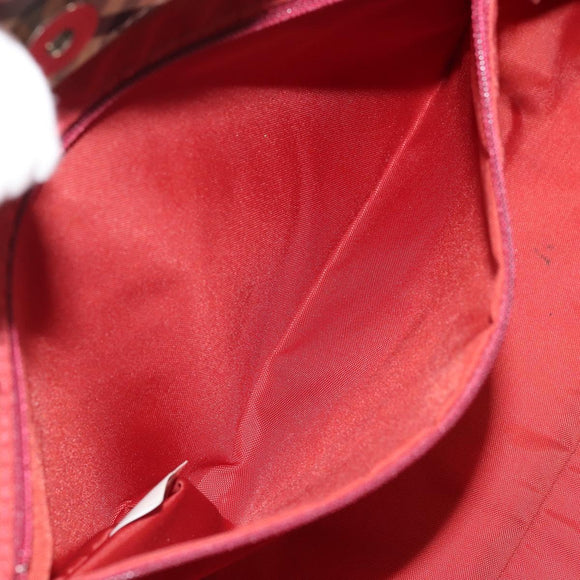 BURBERRY Nova Check Blue Label Hand Bag Nylon Pink Silver Auth bs34398