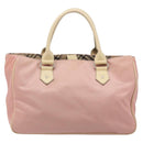BURBERRY Nova Check Blue Label Hand Bag Nylon Pink Silver Auth bs34398-13